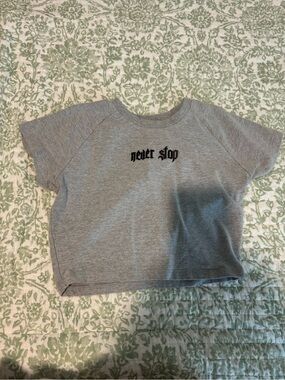 Absolute Recomp Never Stop Grey Crop Tee